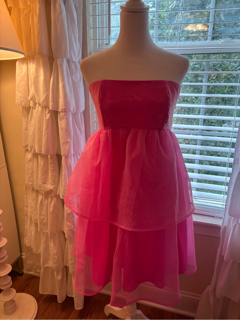 Crosby by Mollie Burch Strapless Layered Party Dress in Hot Pink size M